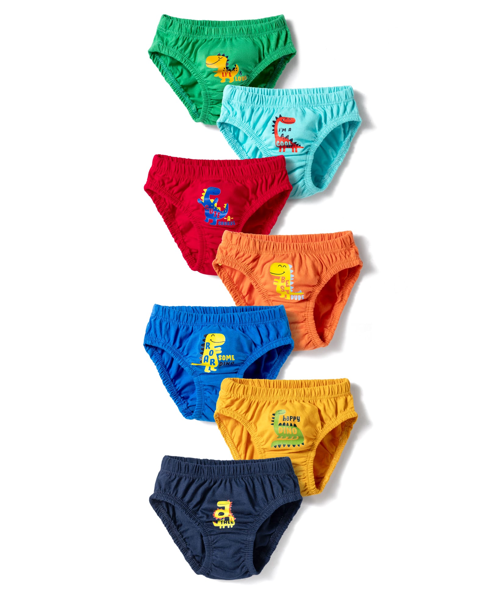 Simply Sinker Knit Dino Printed Briefs pack Of 7 - Multicolor-image-49