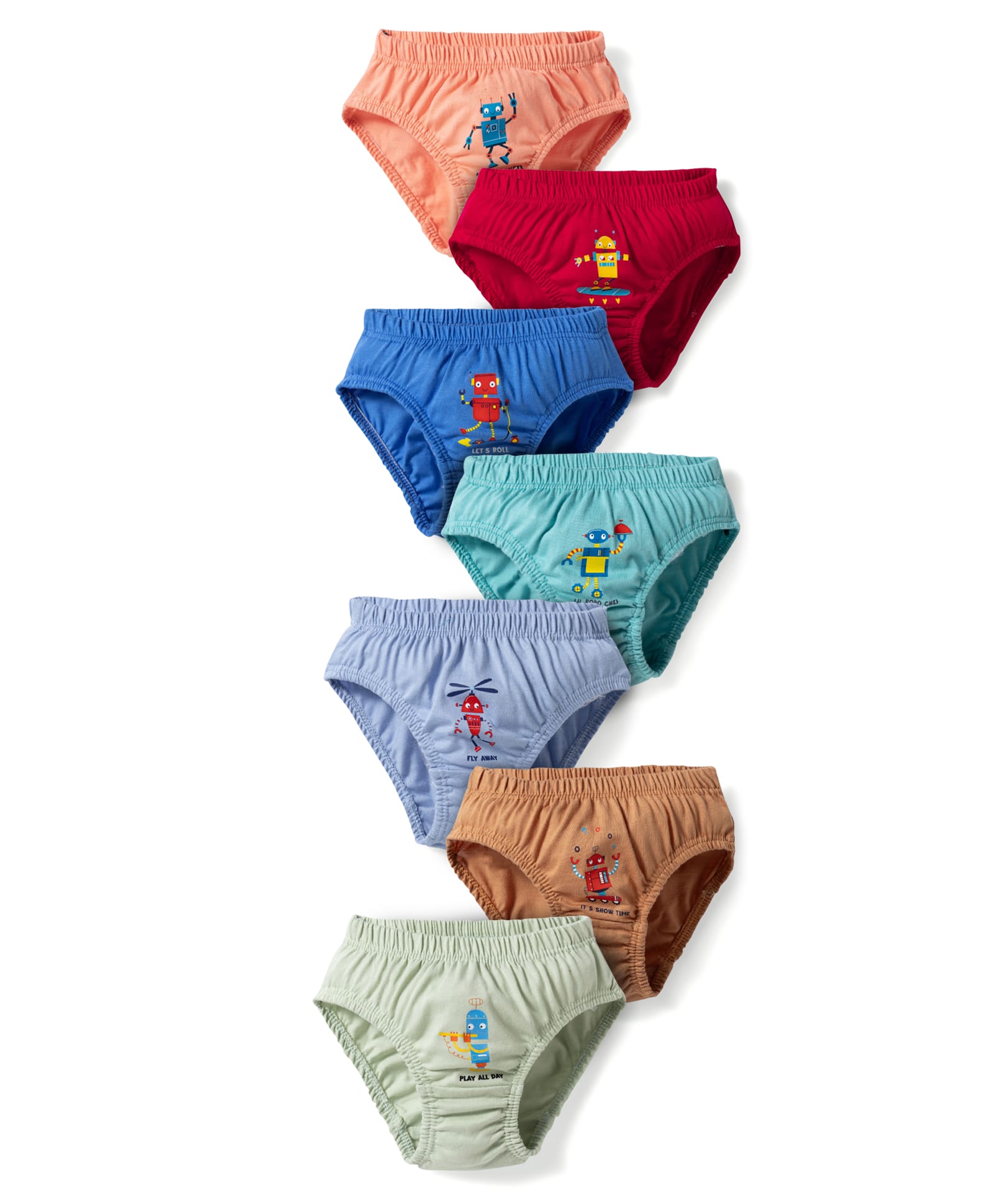 Simply Sinker Knit Robot Printed Briefs Pack Of 7 - Multicolor-image-3