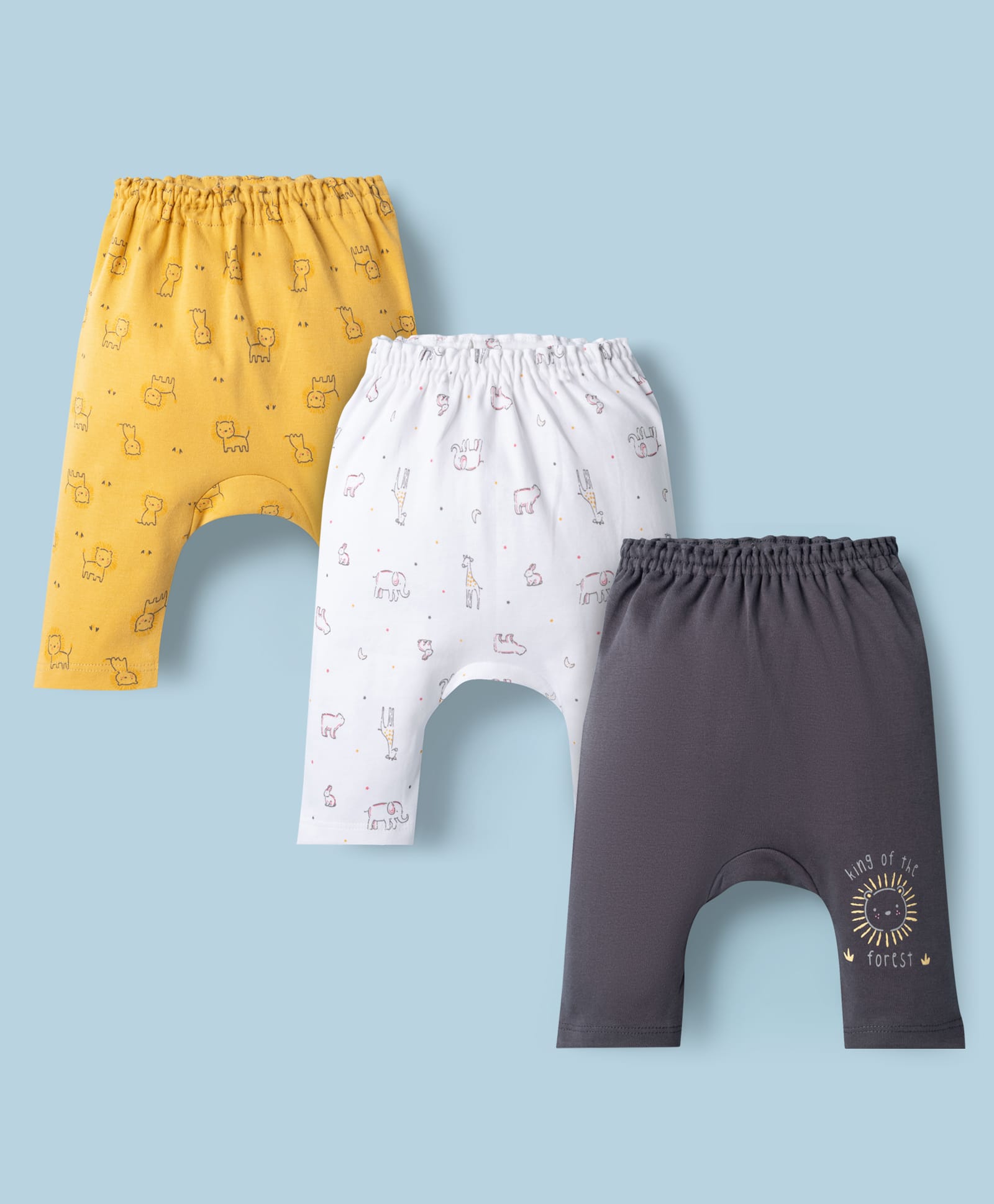 Simply Interlock Knit Full Length Animal Printed Diaper Leggings Pack Of 3 - Multicolor-picture-32