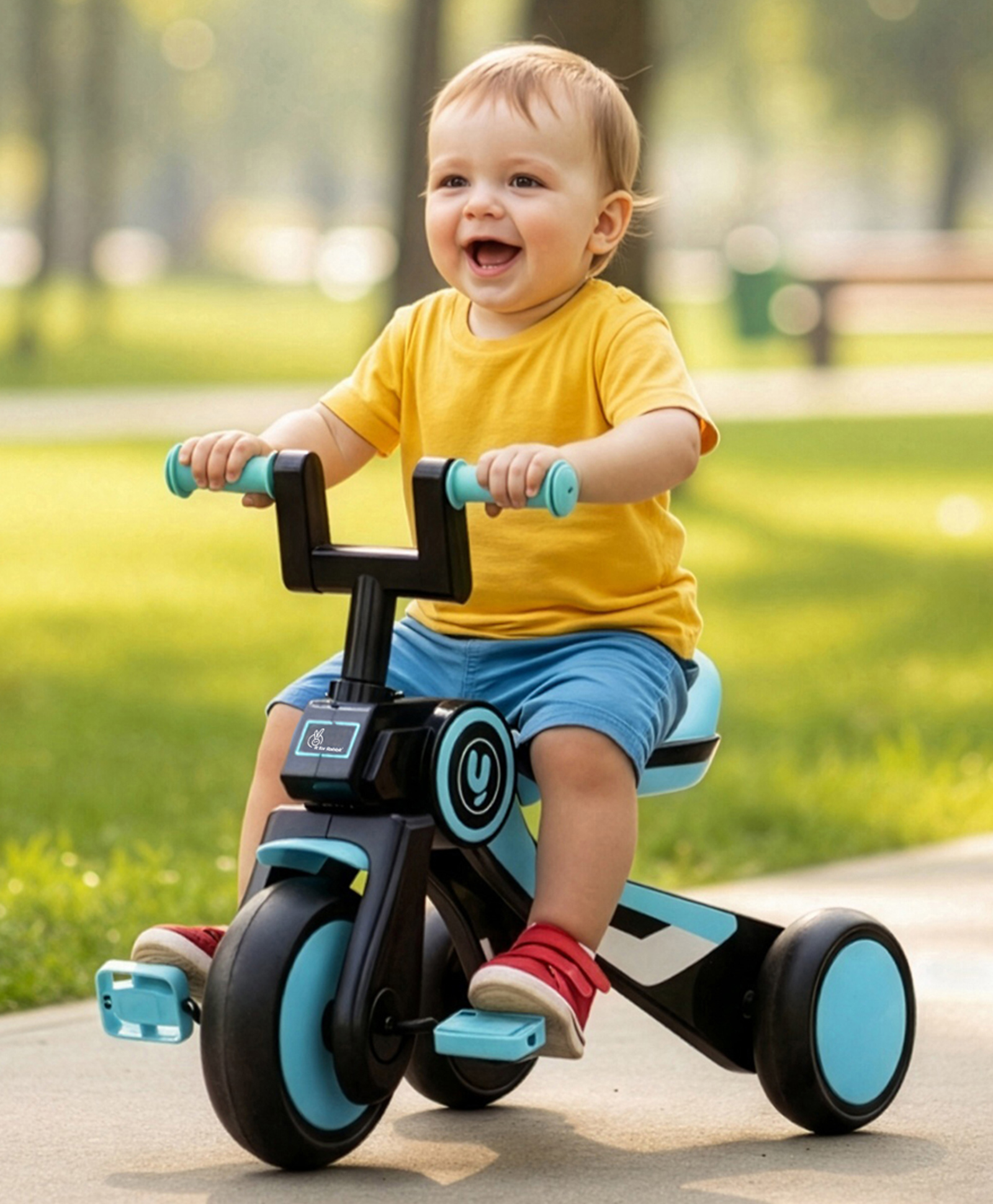 R for Rabbit TinyToes Y-Ace GlidePro Baby Tricycle Anti-Slip Grip with Comfort Seat - Blue & Black-picture-6