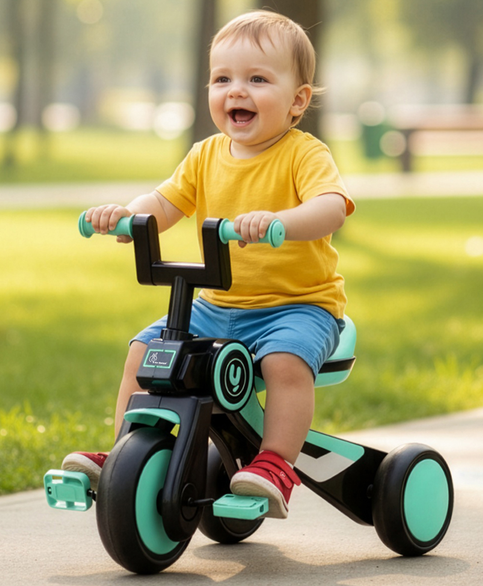 R for Rabbit TinyToes Y-Ace GlidePro Baby Tricycle Anti-Slip Grip with Comfort Seat - Sea Green & Black-picture-29