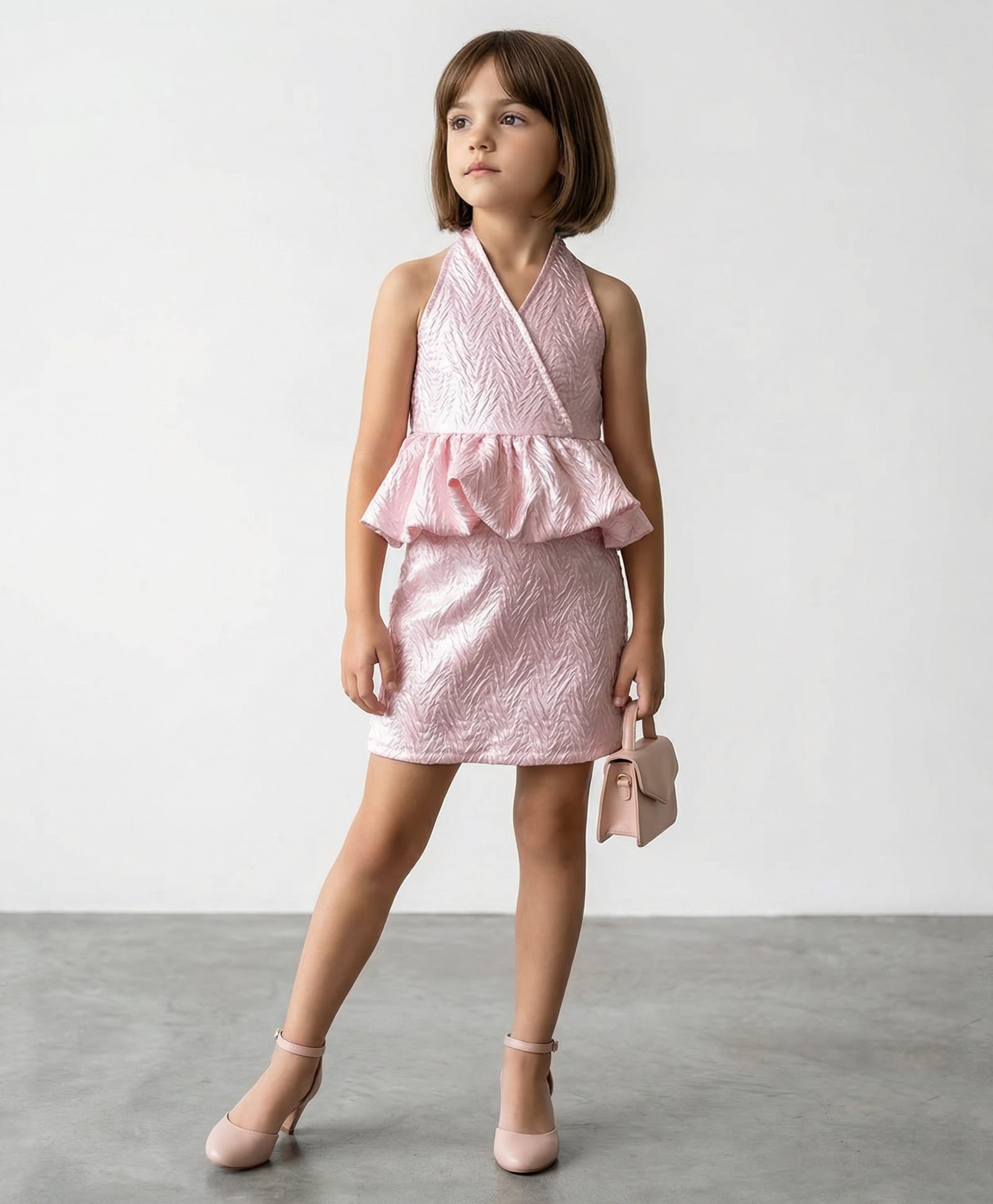 Taffykids Woven Sleeveless Abstract Textured Top & Skirt Set - Multi Colour-image-35