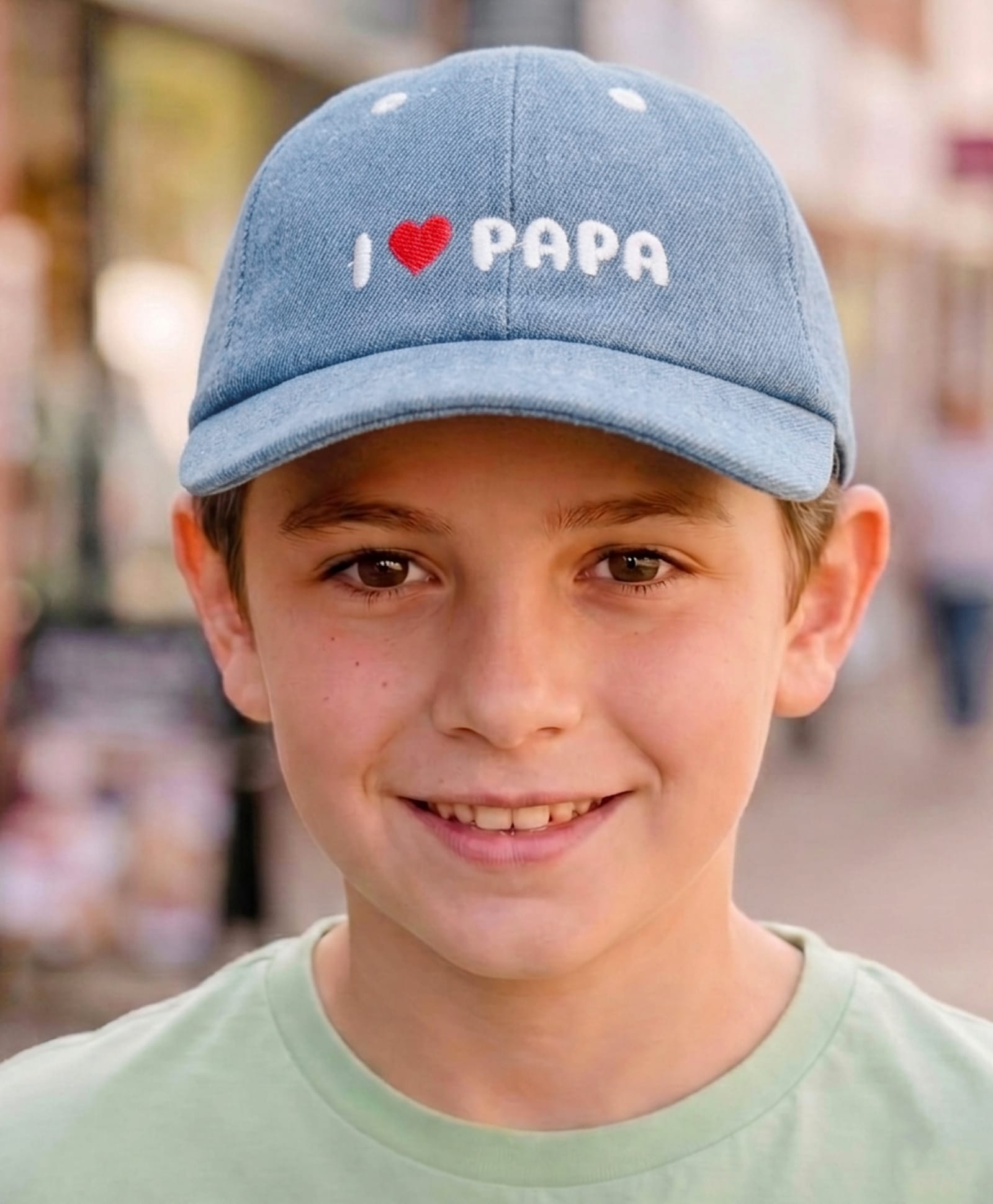 Babyhug Denim Woven Baseball Cap With Text Embroidery Light Blue - Diameter 14.5 cm-picture-16