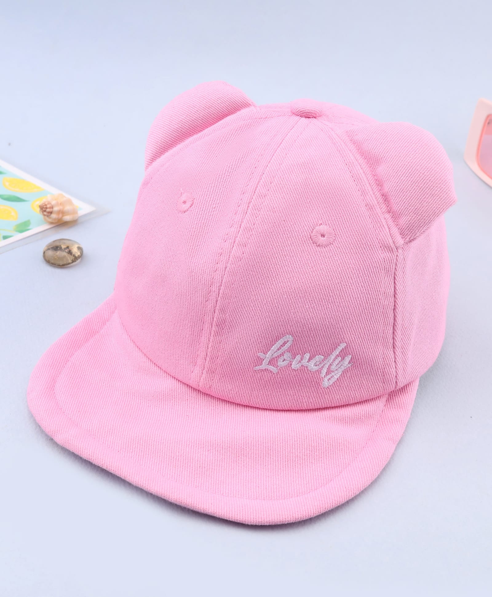 Babyhug Cotton Woven Baseball Cap With Text Embroidery Pink - Diameter 14.5 cm-picture-13