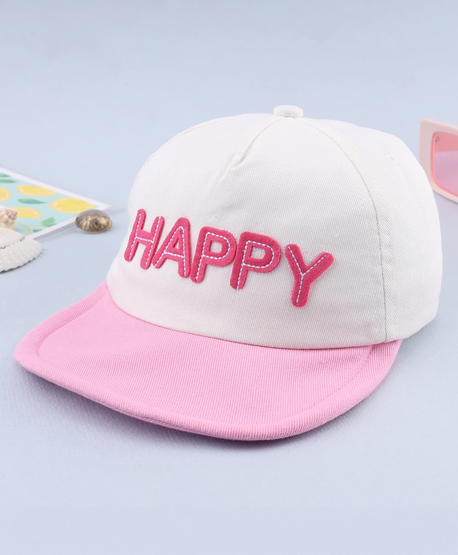 Babyhug Woven Baseball Cap With Text Embroidery - White-picture-23