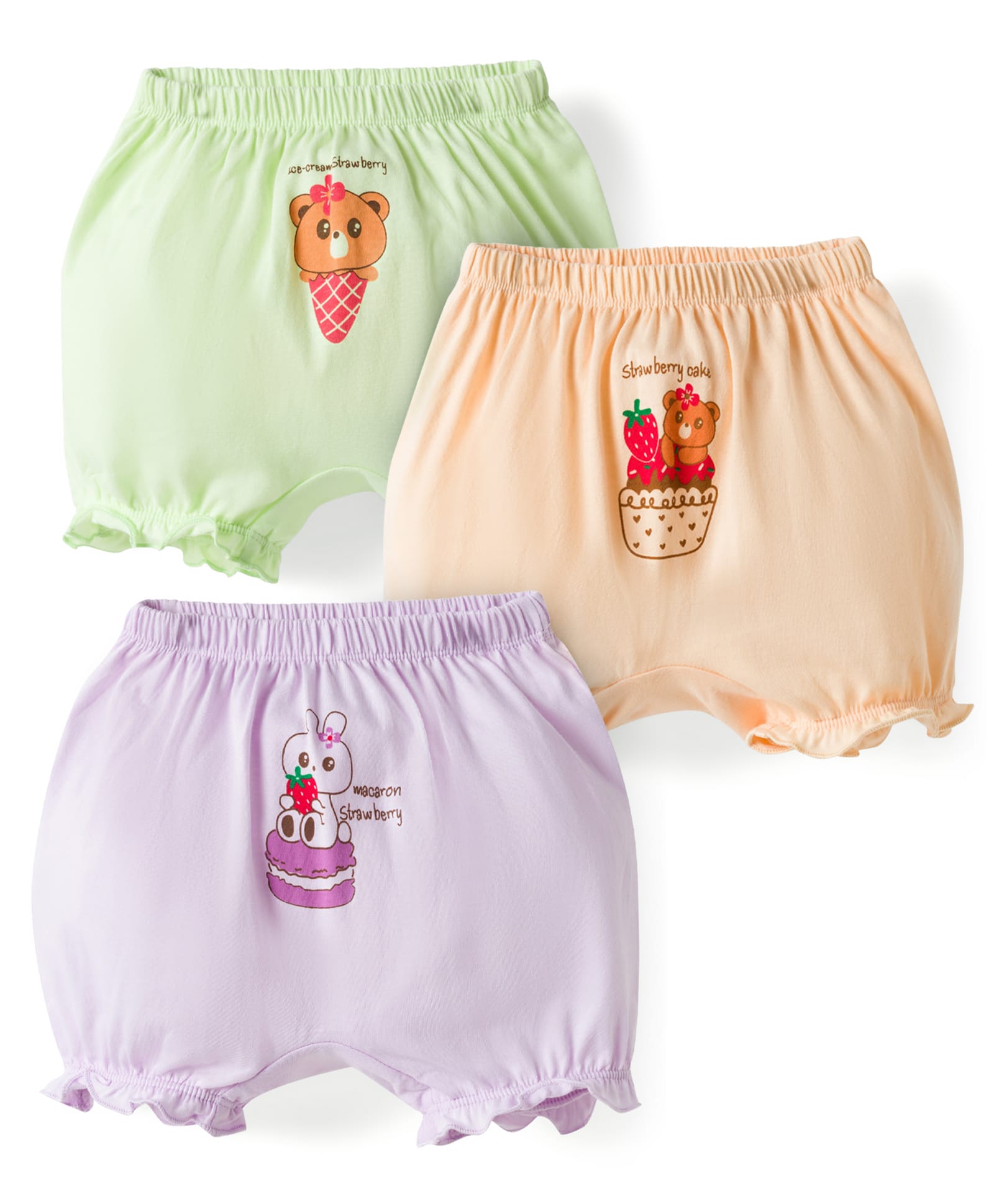 Simply Sinker Knit Bloomers With Animal & Ice Cream Print Pack of 3 - Peach Lilac & Mint-image-16