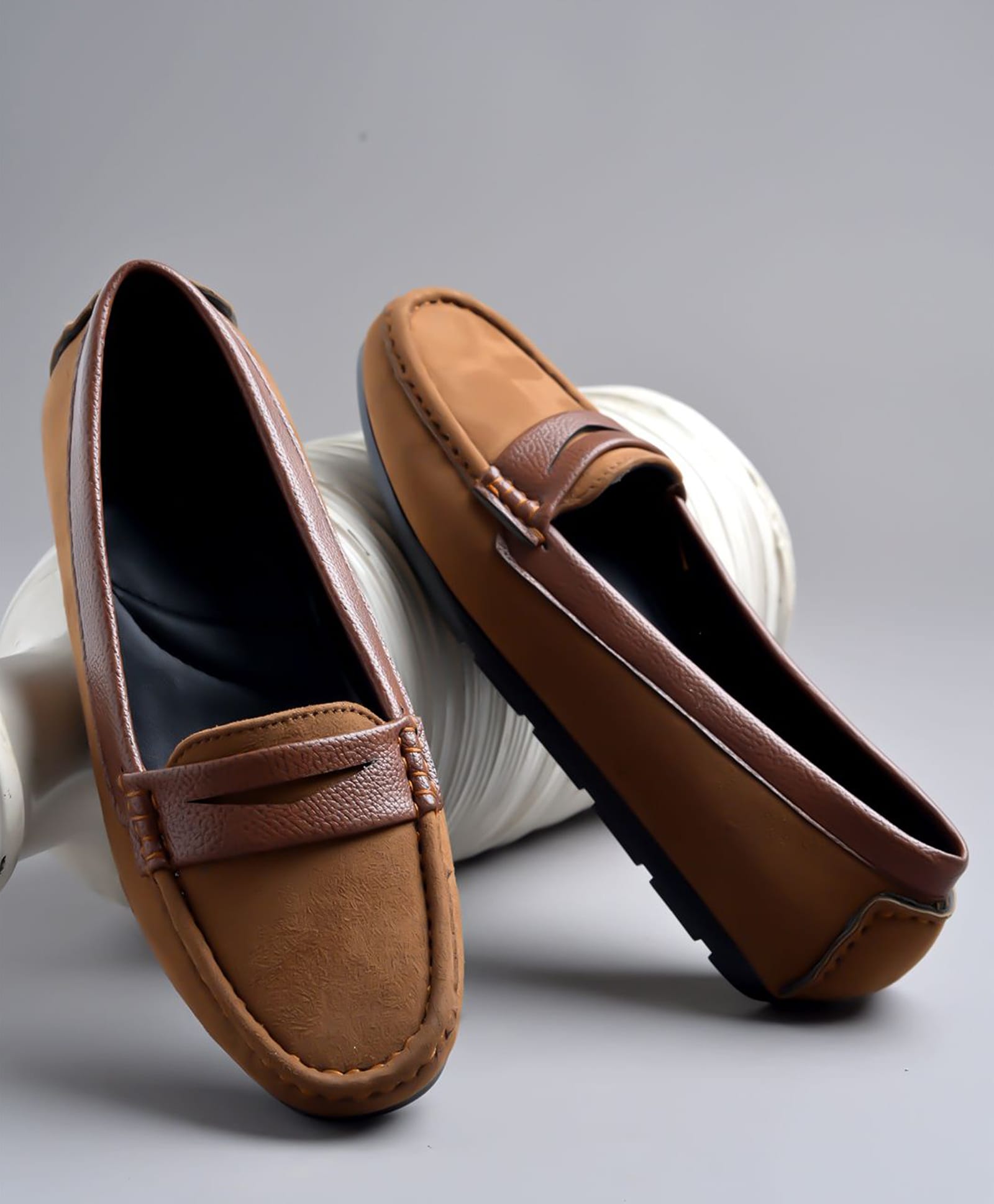 Shoetopia Solid Loafers - Tan-image-18