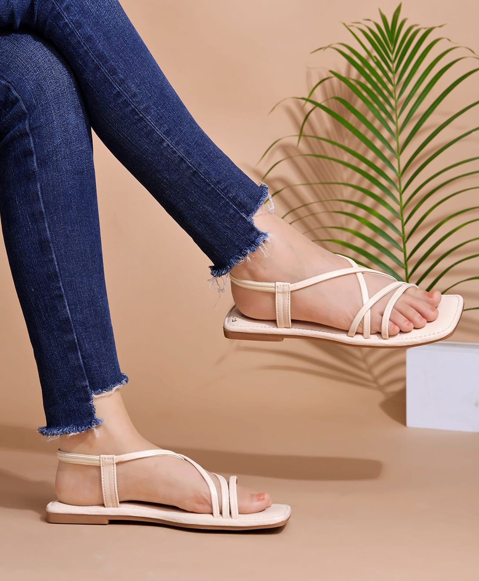 Shoetopia Strap Detailed Sandals - Cream-image-37