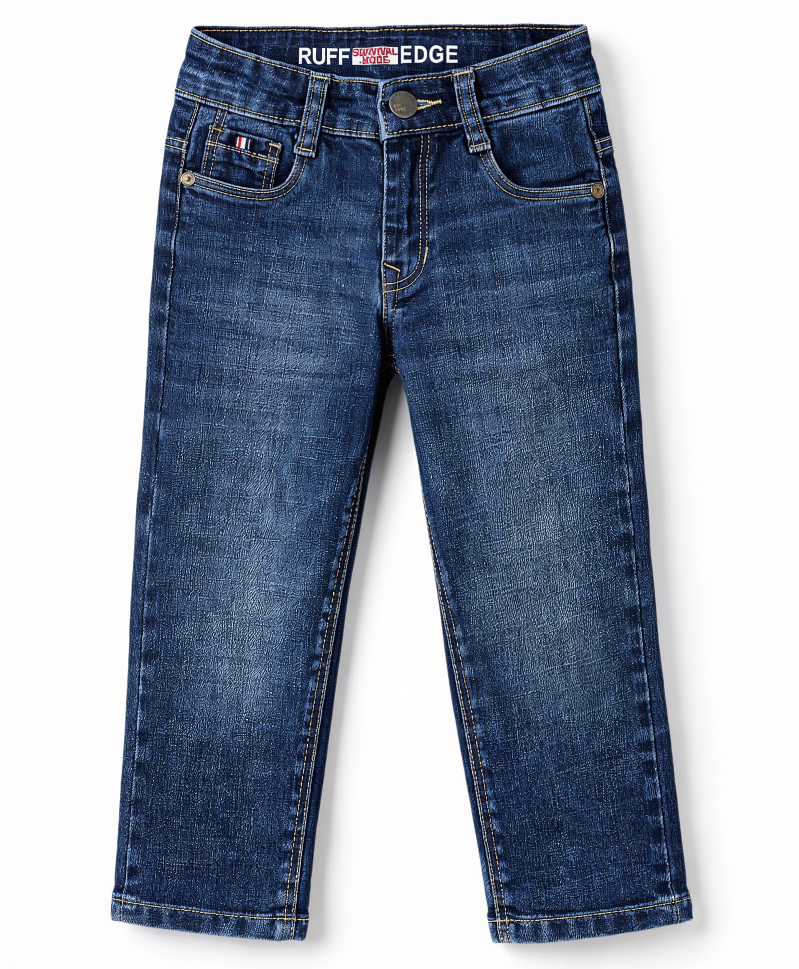 Ruff Denim Full Length Washed Jeans -Navy Blue-image-16