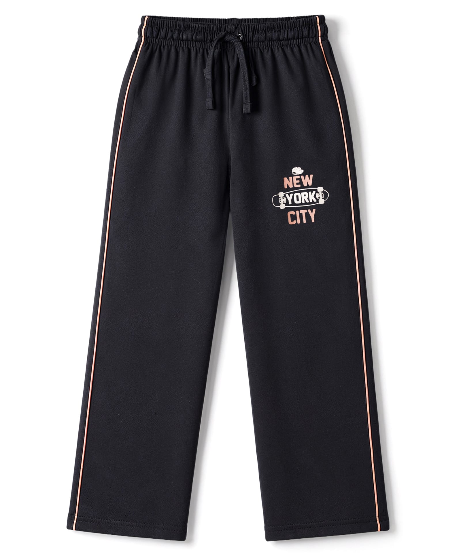 CUCUMBER Cotton Knit Full Length Lounge Pant with Text Print - Black-image-21