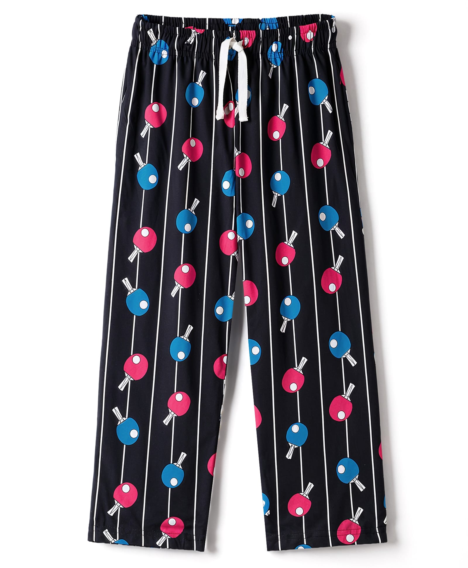 CUCUMBER Cotton Knit Full Length Lounge Pant with Table Tennis Print - Black-picture-17