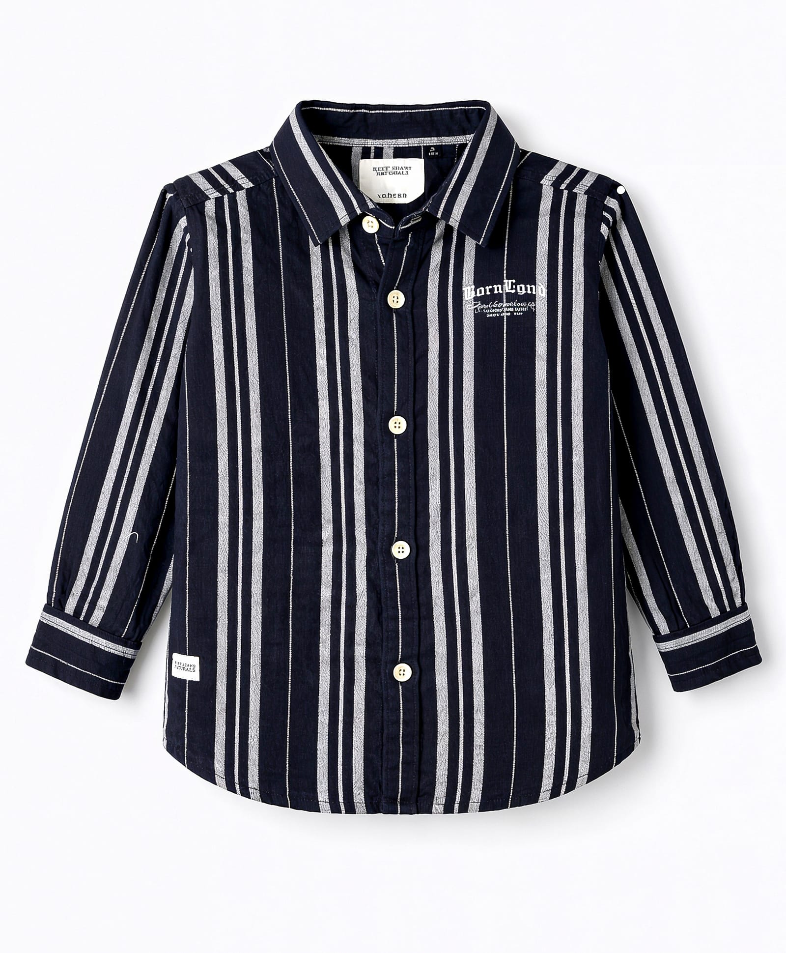 Ruff Cotton Woven Full Sleeves Striped Shirt - Navy Blue-image-29