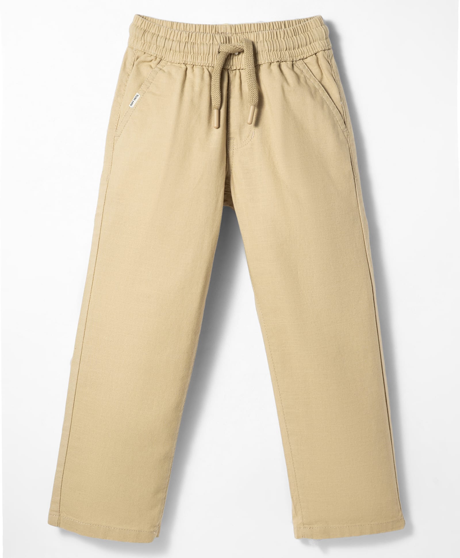 Ruff 100% Cotton Woven Full Length Solid Trouser - Cream-picture-11
