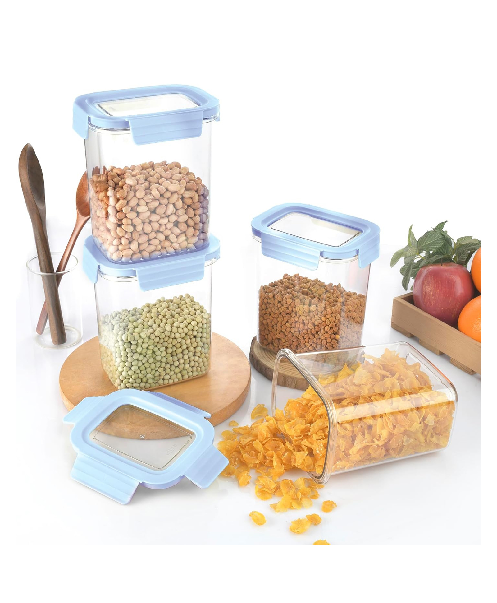 CELLO Stylelock Storage Container Box Set of 4 Pcs, (1500 ml x 4) Blue | Multipurpose Airtight See Through Plastic Kitchen Storage Organiser Container Set for Flour, Spices, Cereal & Grains-image-25