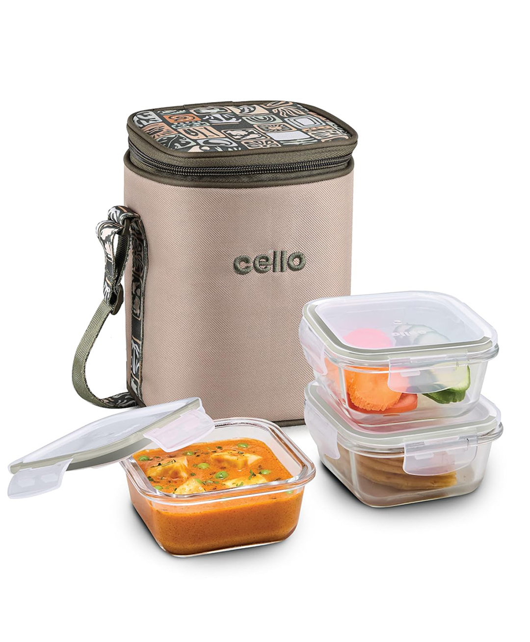 CELLO Trendy Bliss Round Glass Lunch Box Set with Insulated Jacket, Clear | 3 x 400 ml Microwave Safe Toughened Glass Containers | Air Tight, Leakpoof, Lead Free, Easy to Carry Tiffin Set for Office-picture-15