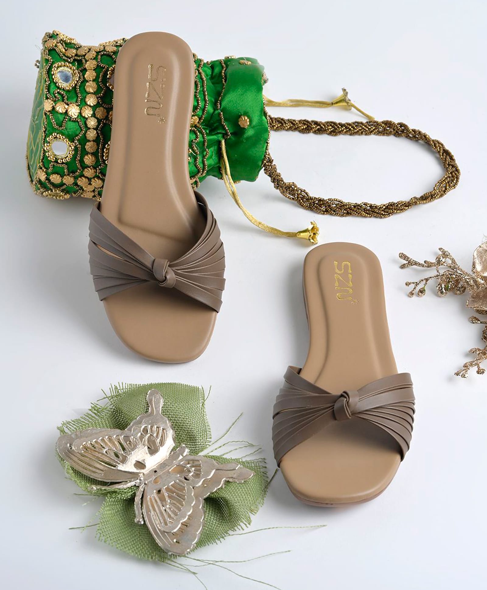 NZS Knot Strap Detailed Sandals - Brown-picture-25