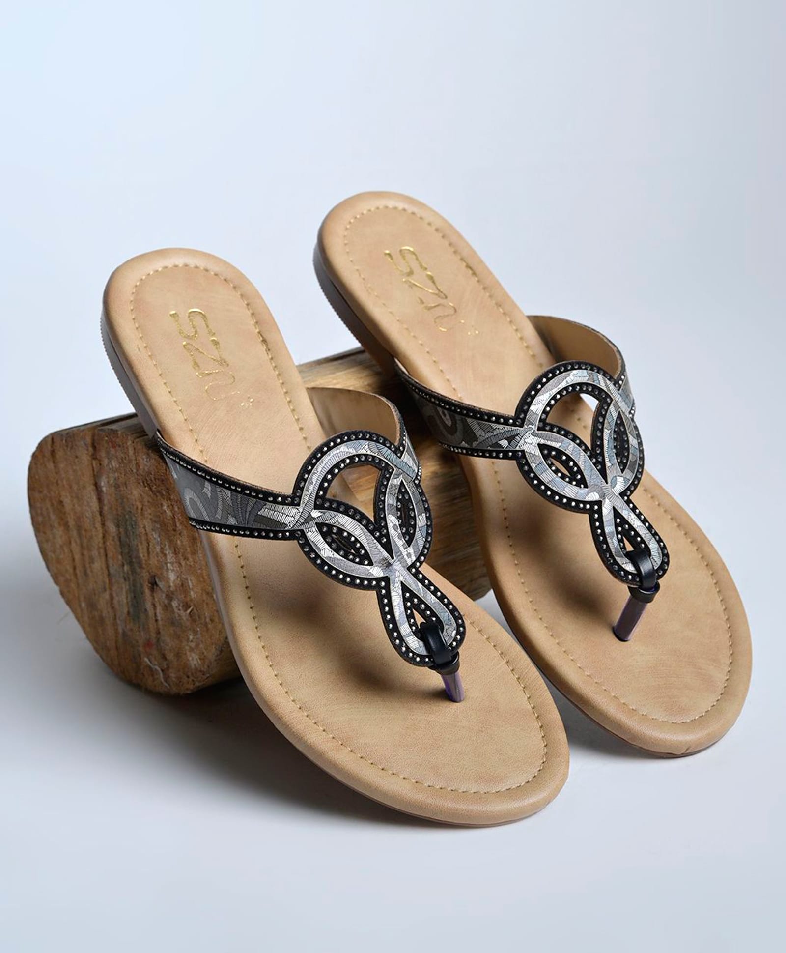 NZS Stones Embellished Sandals - Black-image-37