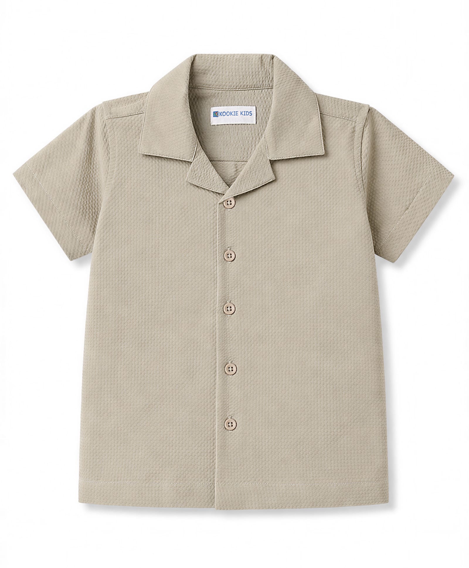 Kookie Kids India Cotton Woven Shirt Half Sleeves Resort Collar Solid Light Grey 18-24 Months-picture-20