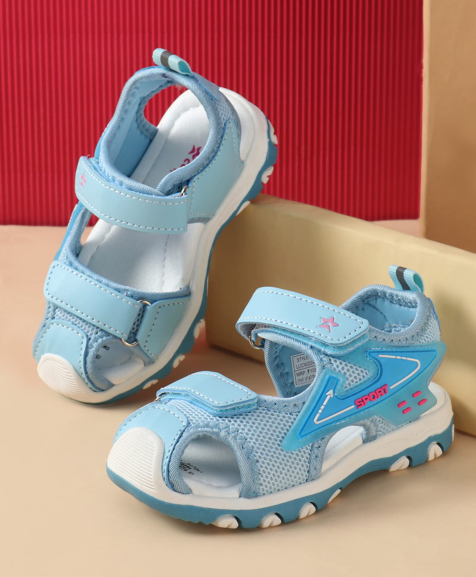 Cute Walk by Babyhug Velcro Closure Text Applique Sandal - Light Blue-picture-24