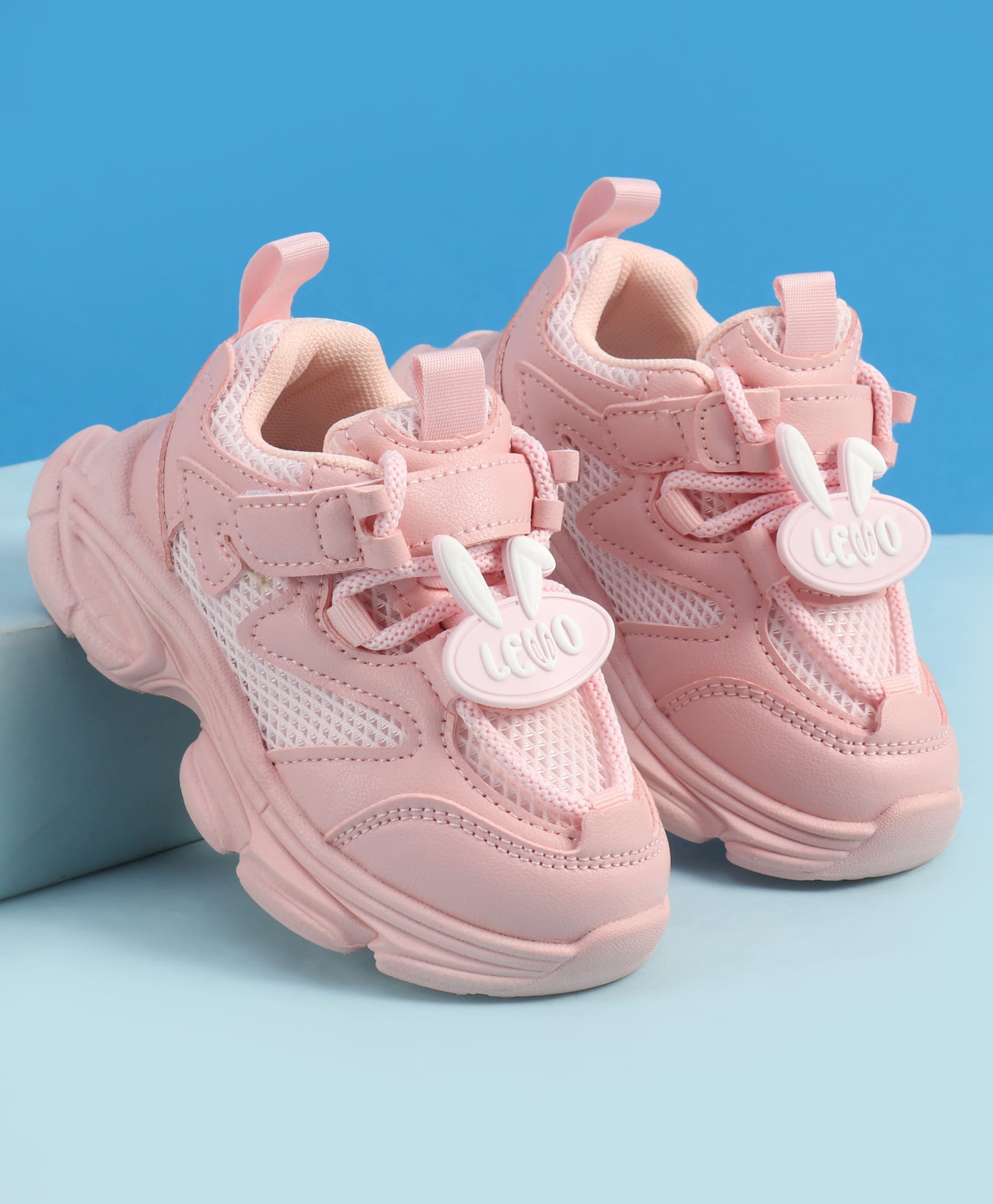 Babyoye Velcro Closure Sneaker Shoes With Bunny Applique - Pink-picture-19