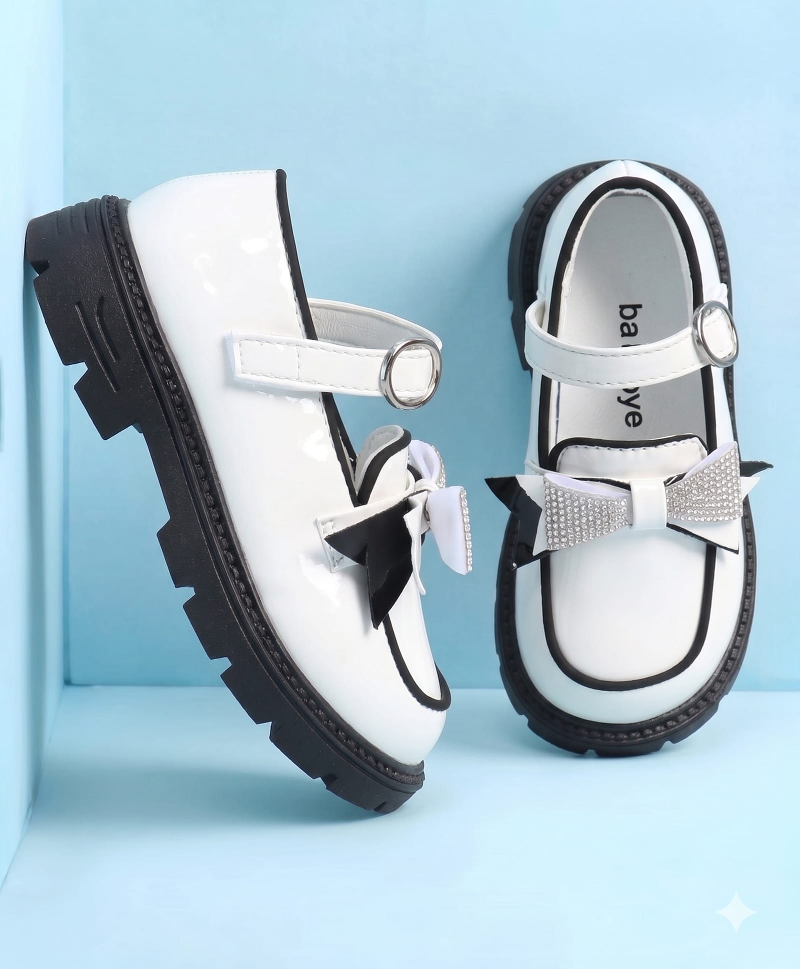Babyoye Slip On Party Wear Shoes With Bow Applique - White-picture-44