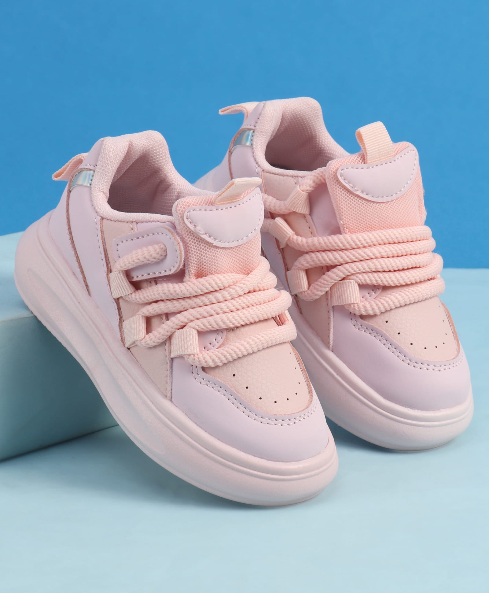 Babyoye Lace Up Solid Sneaker Shoes - Pink-image-36