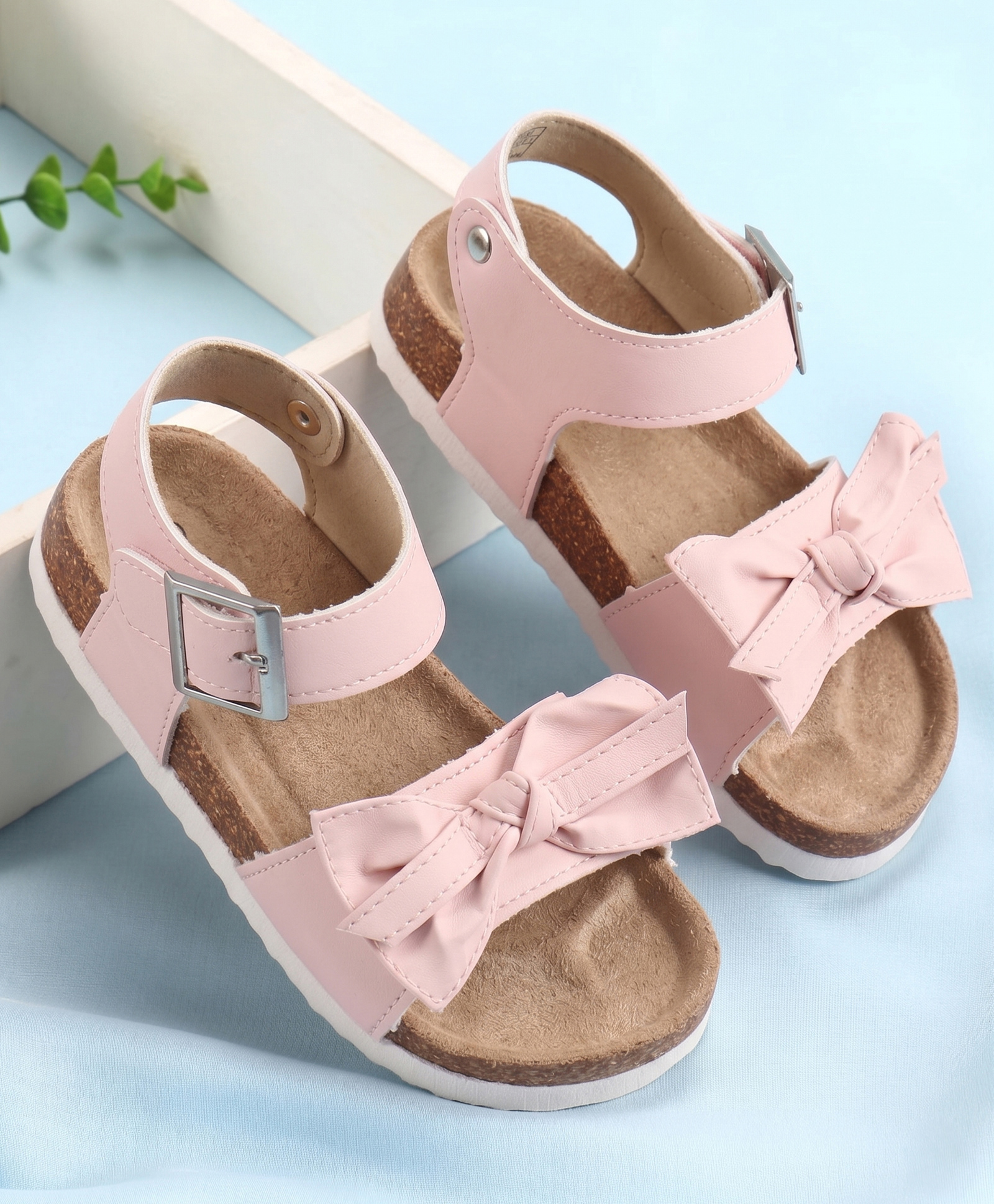 Babyoye Velcro Closure Sandals with Bow Applique - Pink-image-31