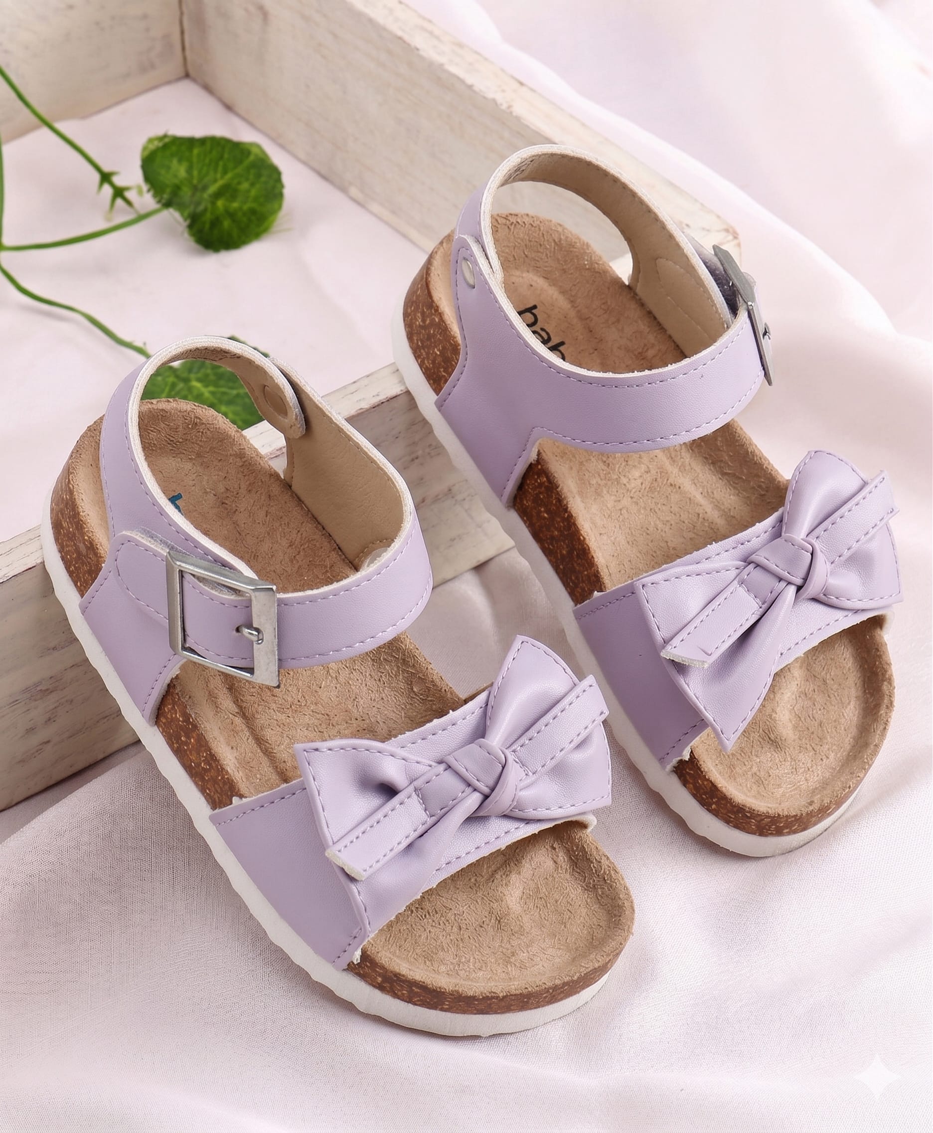 Babyoye Velcro Closure Sandals with Bow Applique - Purple-picture-18