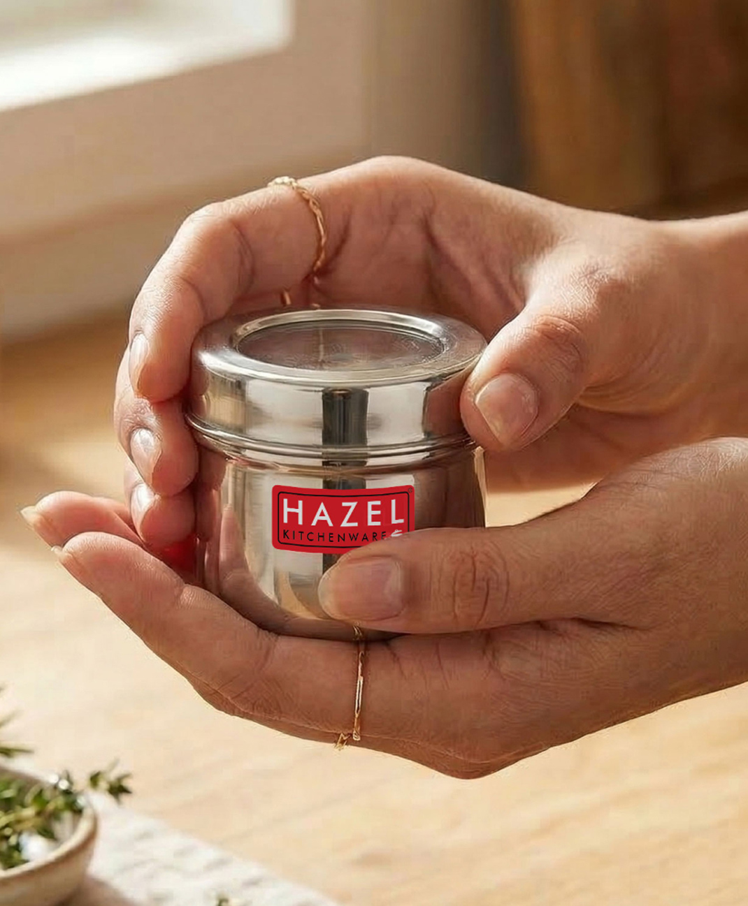 HAZEL Stainless Steel Transparent Lid Containers 150 ml | Versatile Storage Jars with See-Through Top | Nesting Kitchen Canisters for Spices, Snacks & Grains-picture-11