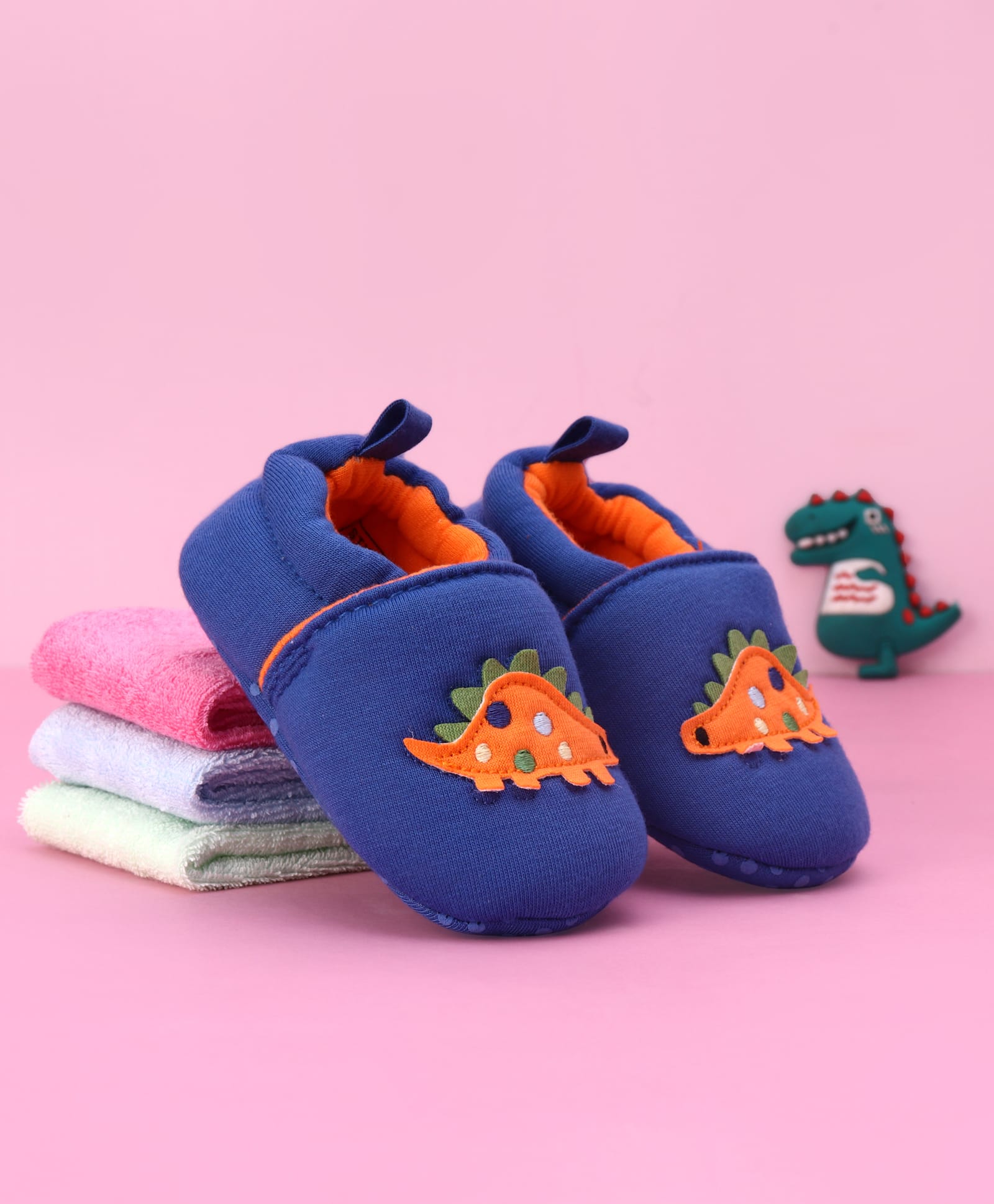 Babyoye Slip On Booties With Dino Patch - Blue-picture-15