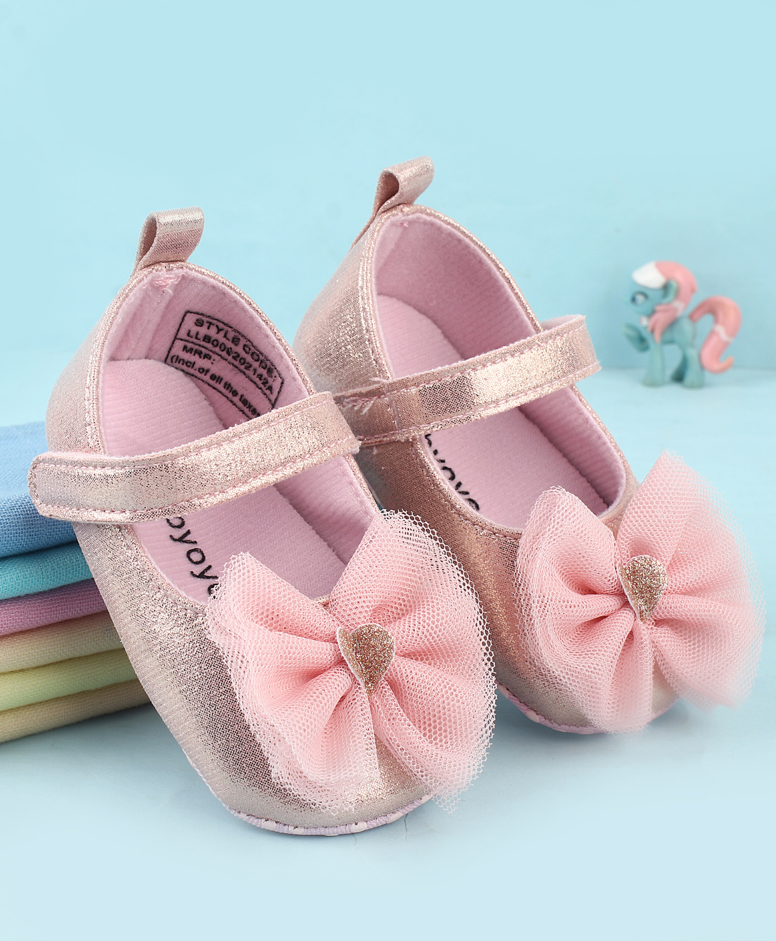 Babyoye Velcro Closure Solid Booties - Pink-image-33