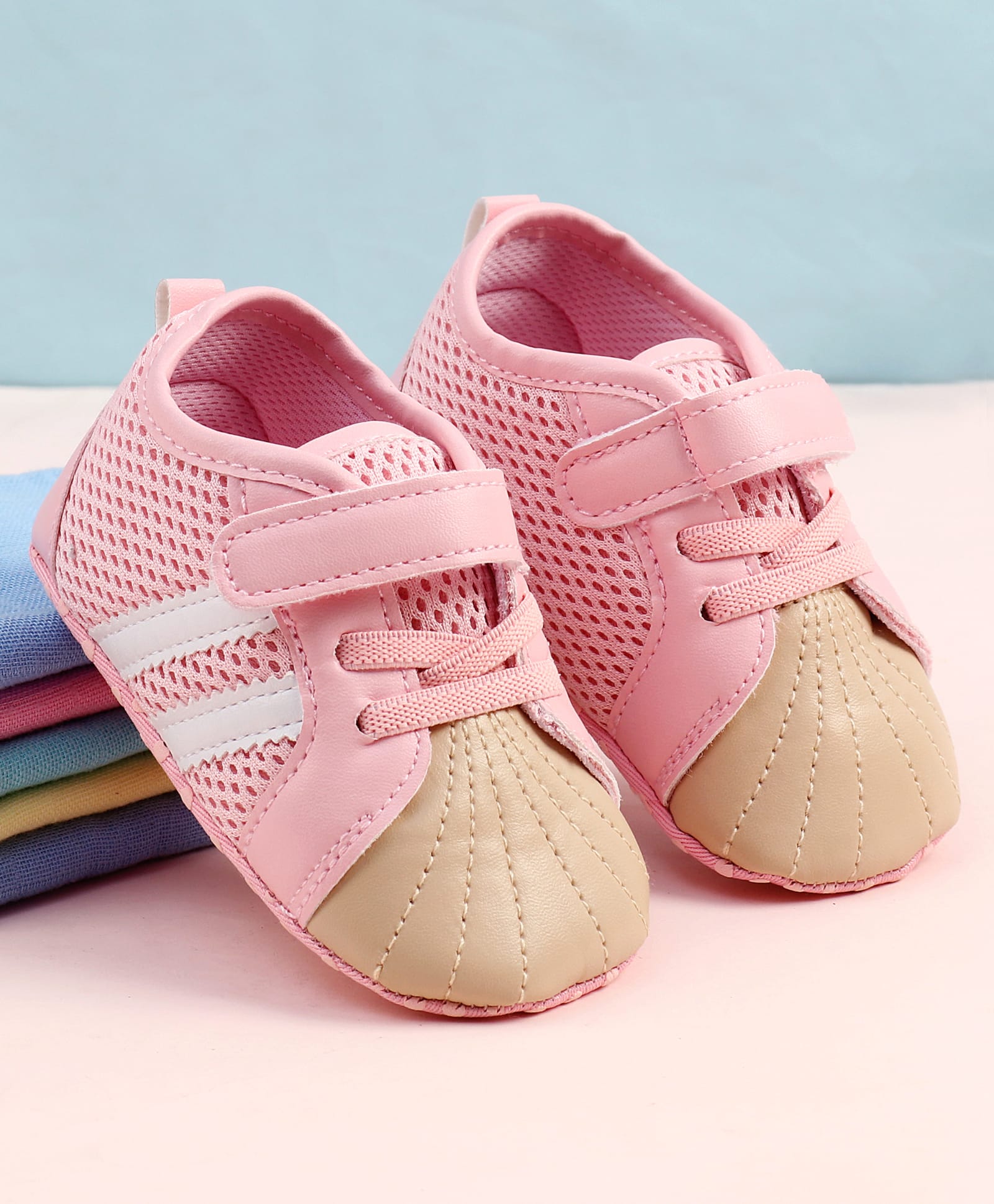 Babyoye Velcro Closure Solid Booties - Pink-image-32