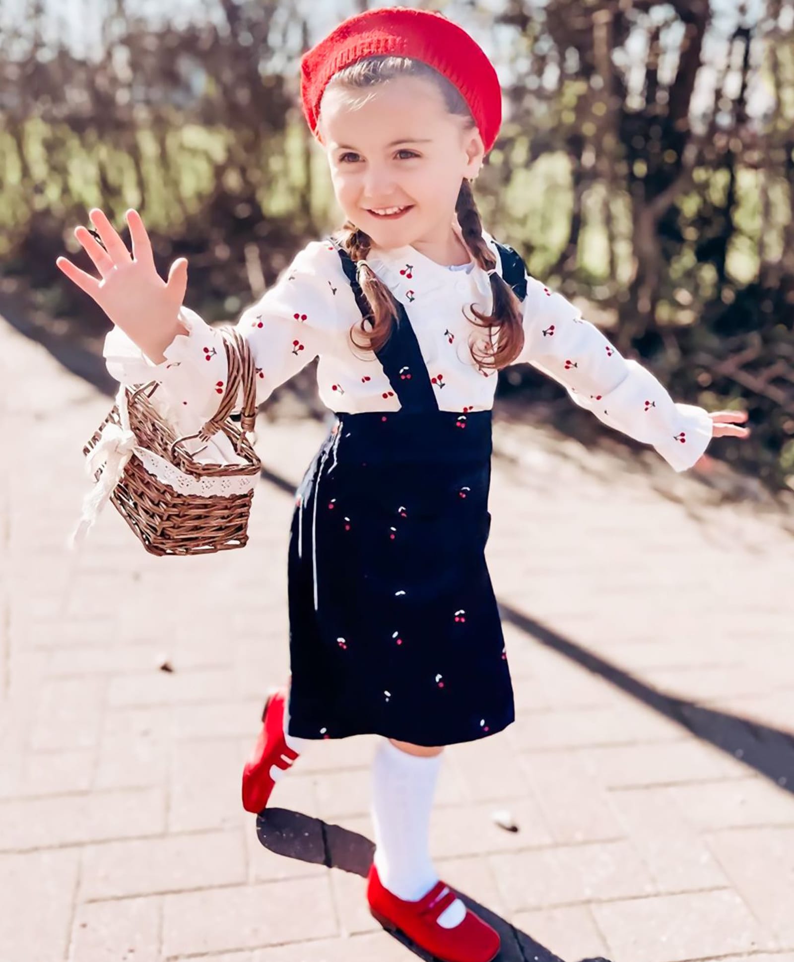 Cherry Crumble By Nitt Hyman Cotton Woven Sleeveless Cherries Embroidered Dungaree - Navy Blue-picture-37