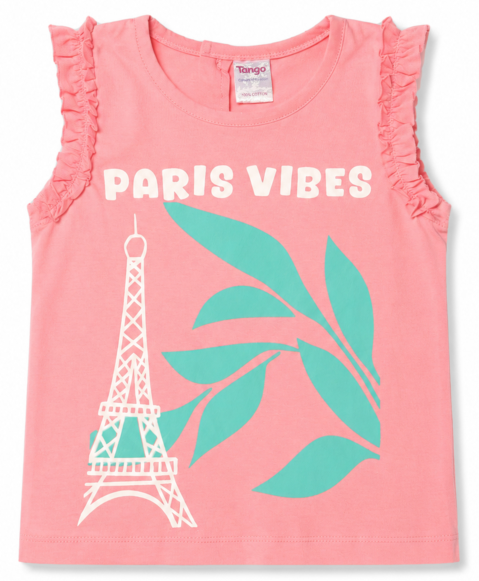 Tango Single Jersey Knit Sleeveless Top With Paris Print - Pink-image-27