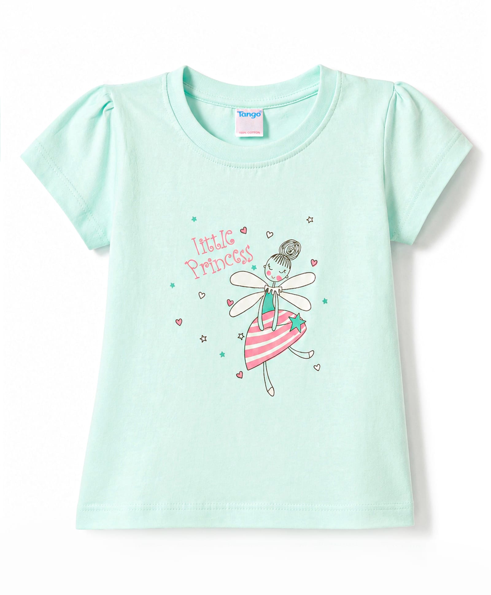 Tango Single Jersey Knit Half Sleeves Top With Princess Print - Aqua Blue-picture-19