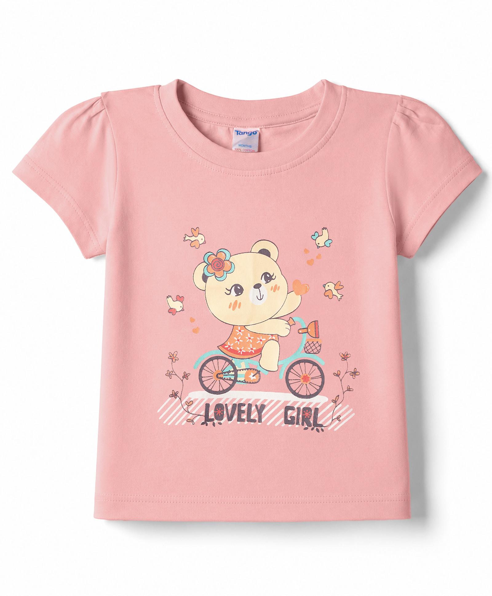 Tango Single Jersey Knit Half Sleeves Top With Teddy Print - Pink-image-14