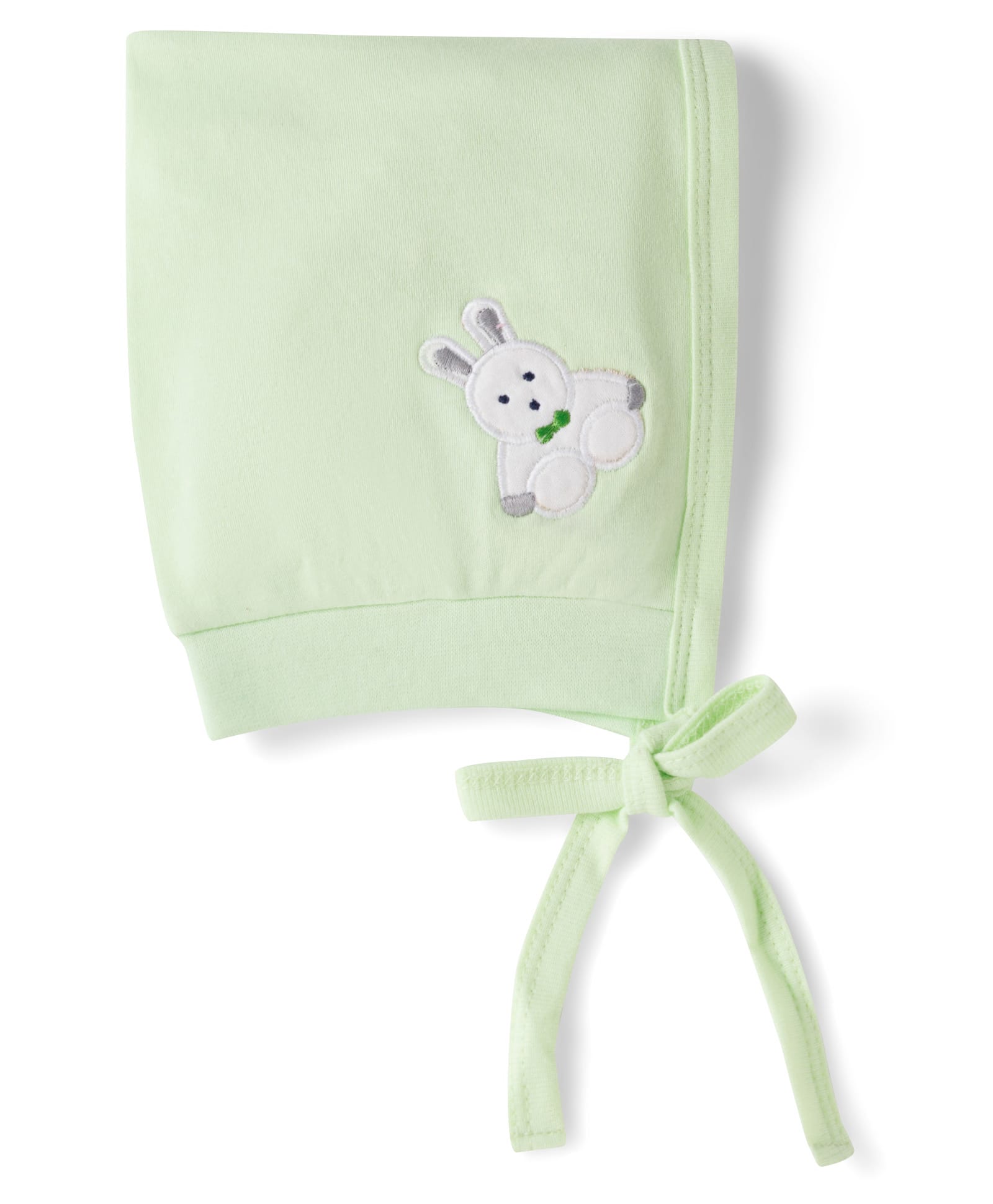 Child World Single Jersey Knit Bunny Embroidered Cap With Knot Light Green - Diameter 15.5 cm-picture-11