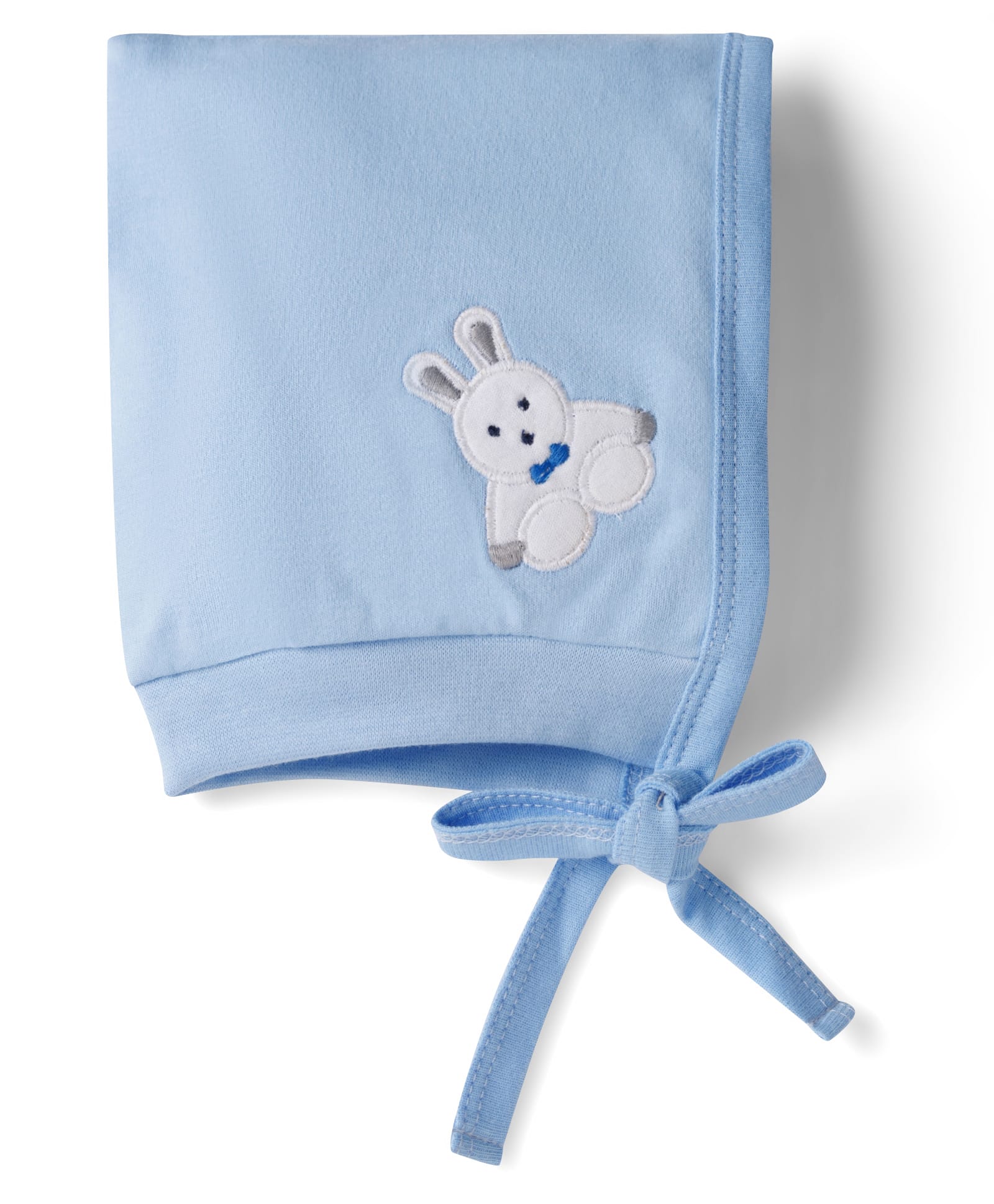 Child World Single Jersey Knit Bunny Embroidered Cap With Knot Light Blue - Diameter 15.5 cm-picture-24