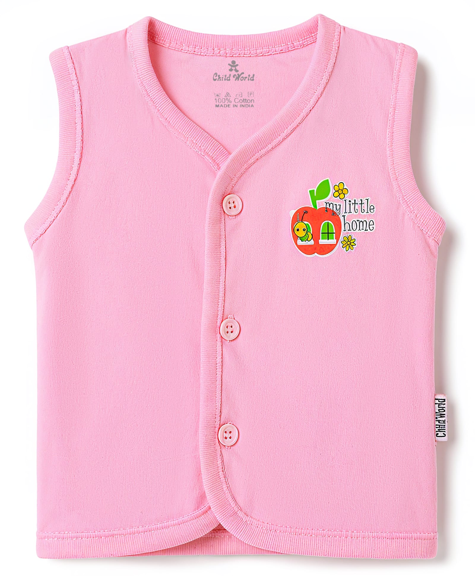 Child World Sinker Knit Sleeveless Jhabla with Honeybee Print - Pink-picture-28