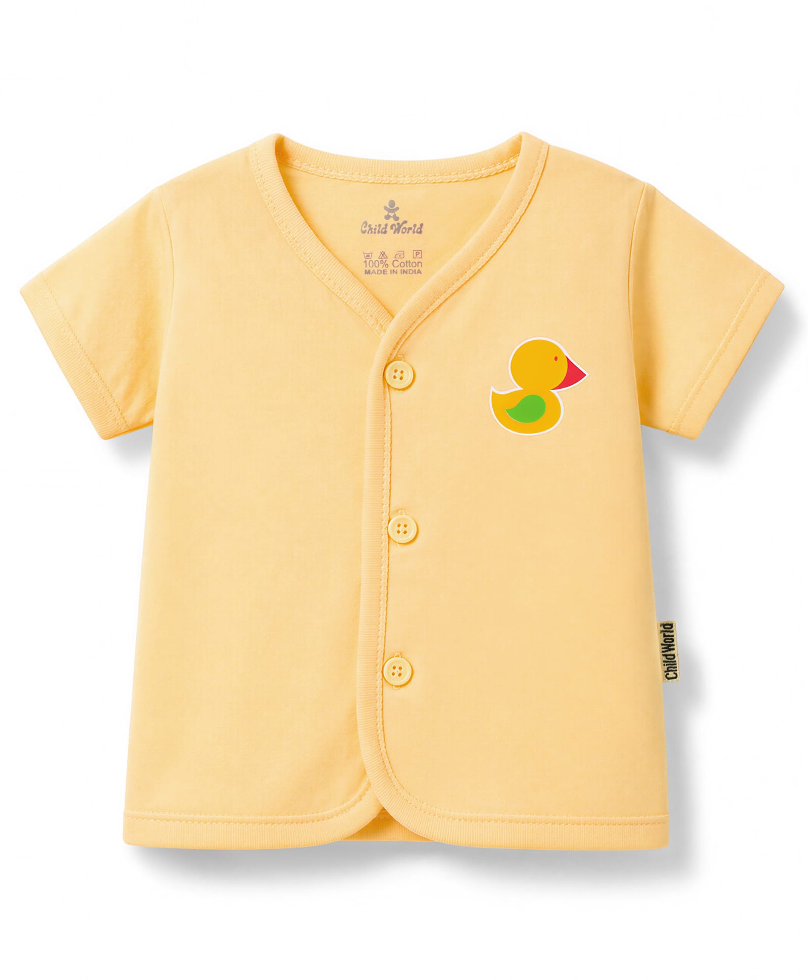 Child World Sinker Knit Half Sleeves Duck Printed Jhabla - Golden-picture-34