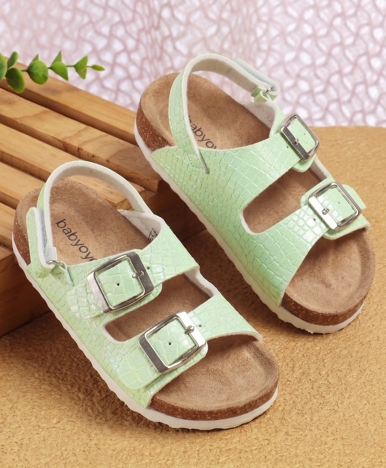 Babyoye Velcro Closure Solid Ballerina - Green-image-40