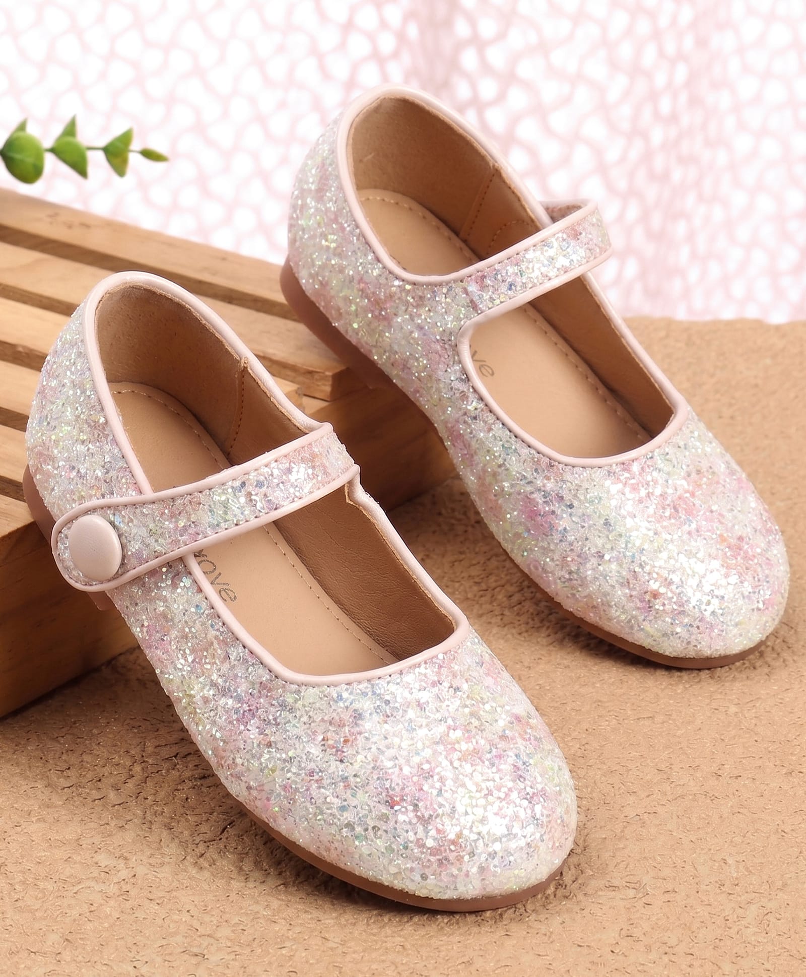 Babyoye Velcro Closure Ballerina with Glitter Print - Pink-picture-13