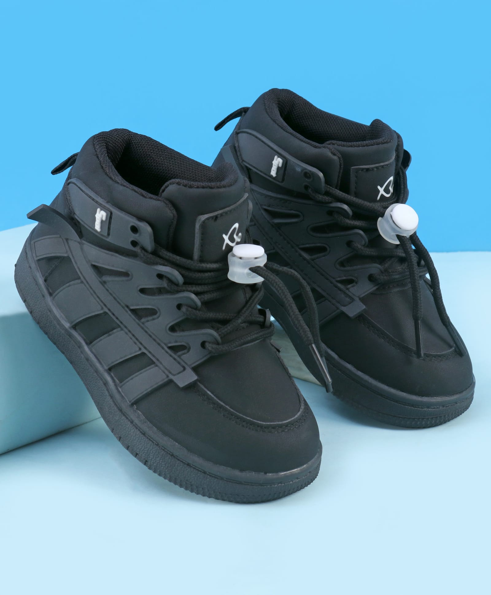 Babyoye Lace Up Solid Casual Shoes - Black-image-36