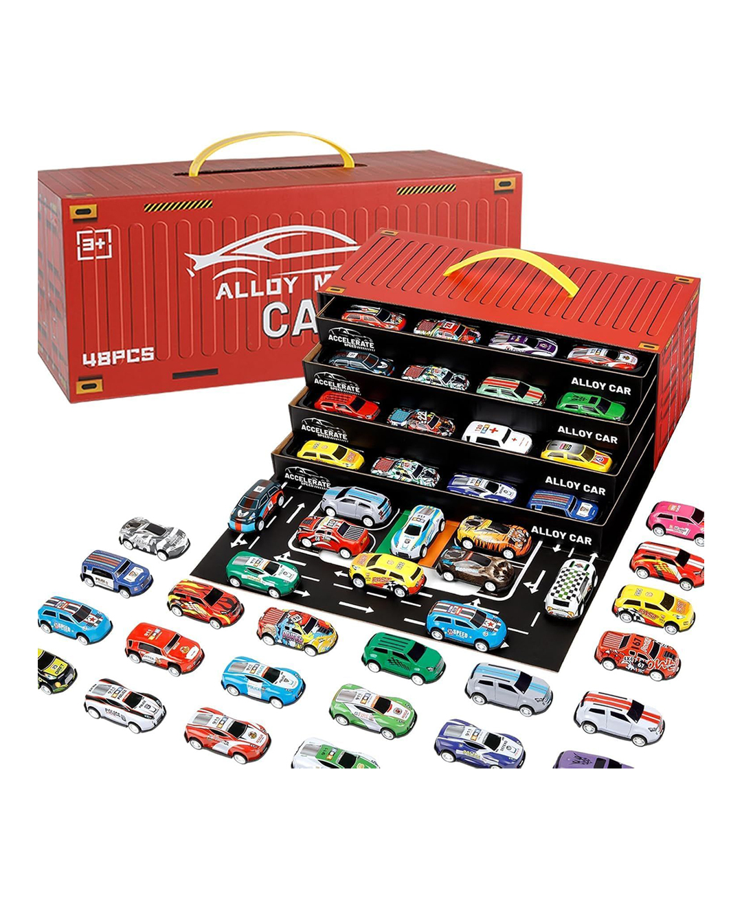 ADKD Alloy Die Cast Car Set with Storage Box, Mini Metal Toy Cars Collection with Carry Case, Kids Racing Cars Toy Set for Boys Girls 48 Pieces - Multicolor-picture-12