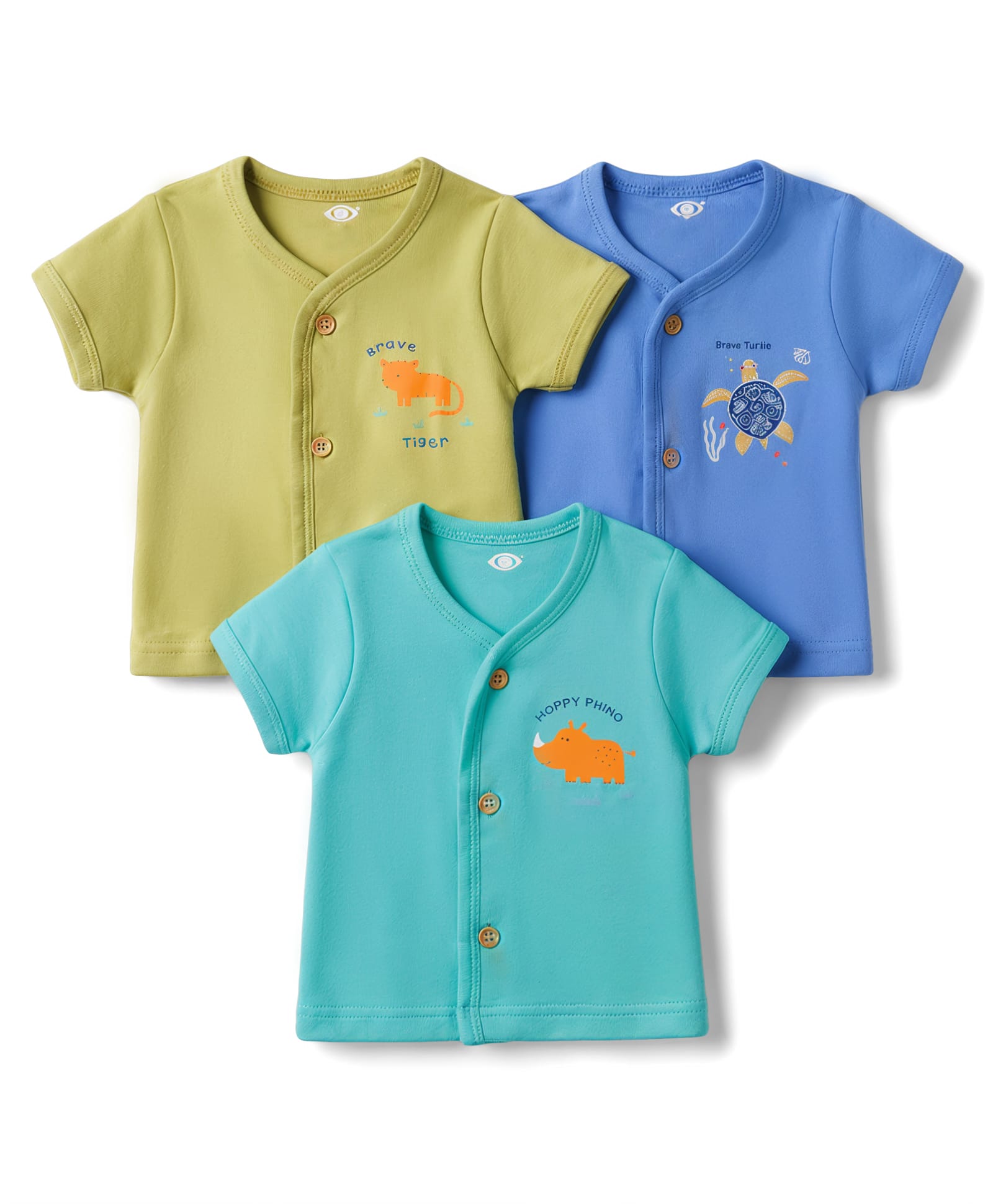 Zero Sinker Knit Half Sleeves Jhablas With Animal Print Pack of 3 - Green Lime & Sky Blue-picture-4