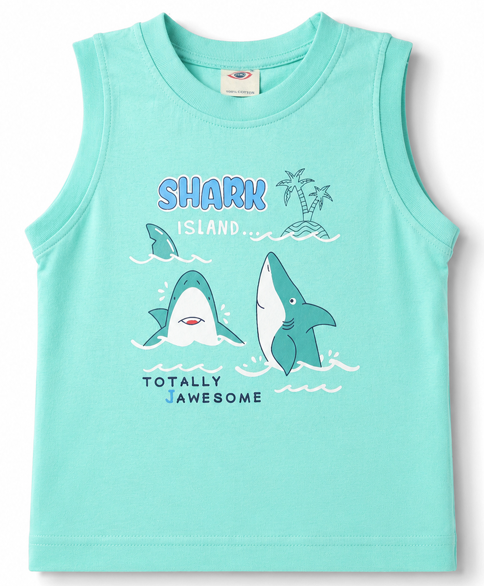 Zero Knitted Sleeveless Sea Life Printed Vest - Sea Green-picture-8