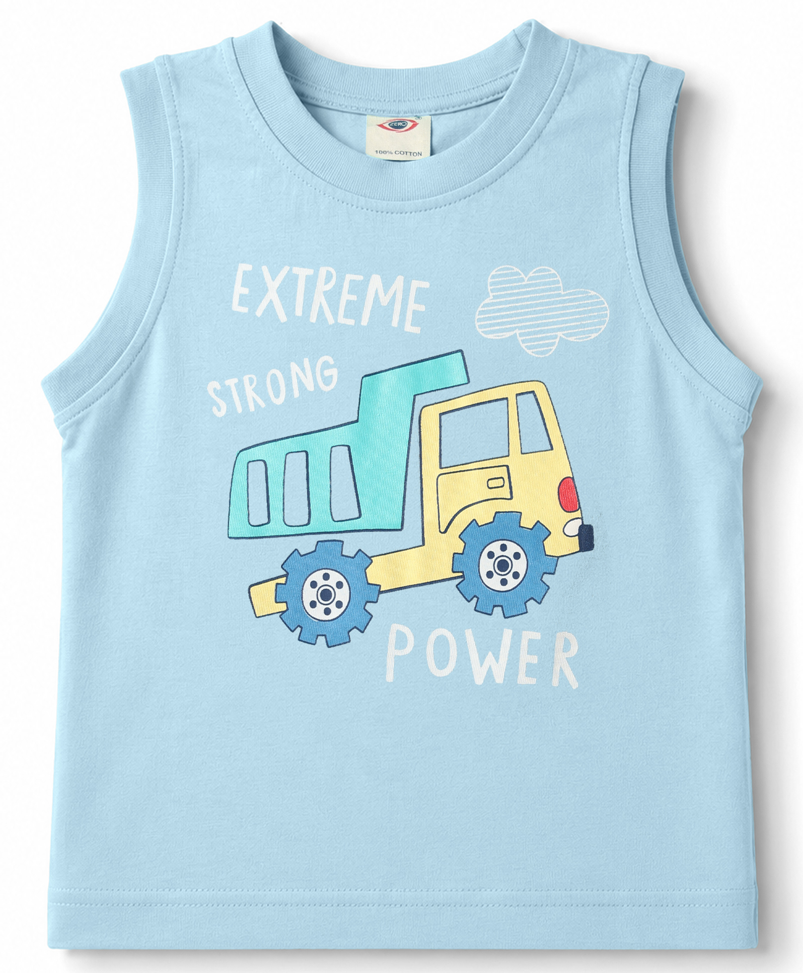 Zero Knitted Sleeveless Vehicles Printed Vest - Light Blue-image-45