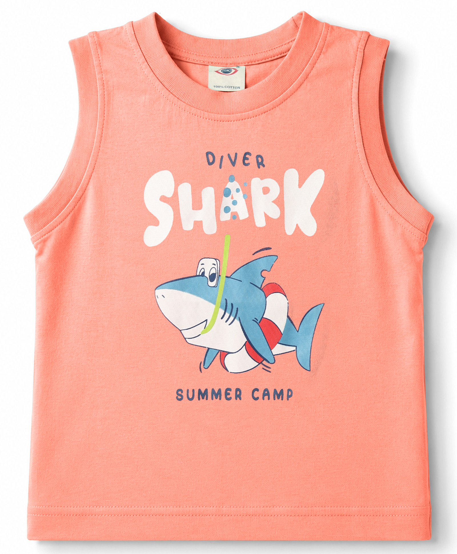 Zero Knitted Sleeveless Sea Life Printed Vest - Peach-image-9