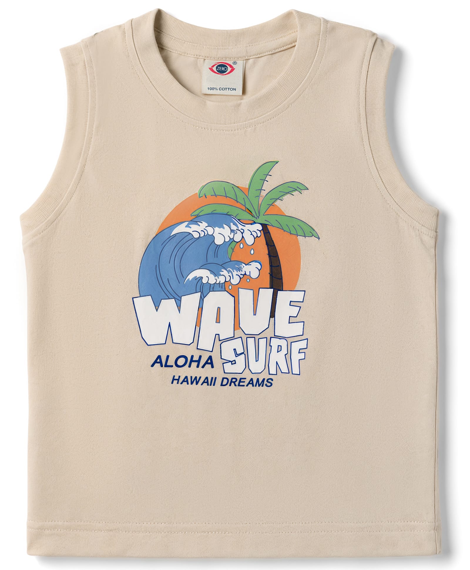 Zero Knitted Sleeveless Vest Beach Theme Print - Tan-picture-14