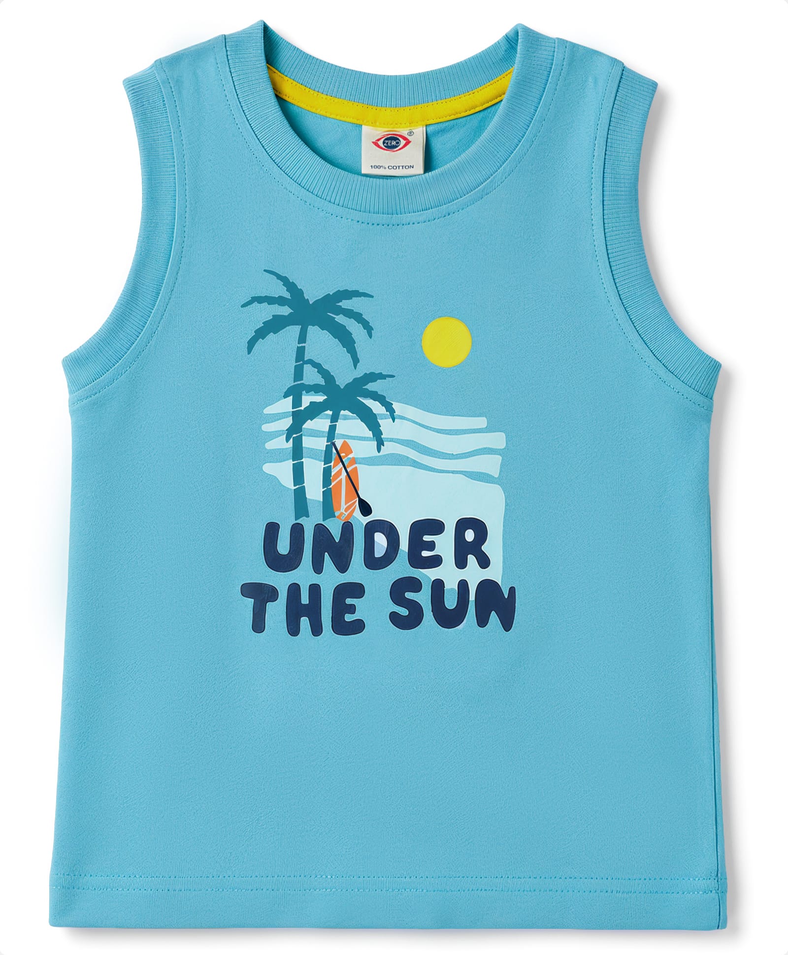 Zero Knitted Sleeveless Vest Beach Theme Print - Turquoise-picture-15